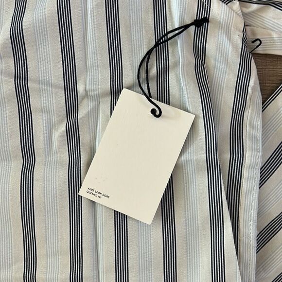 Aime Leon Dore Blue Cream Striped Button Front Pajama Style Shirt Size M NWT - Picture 5 of 6